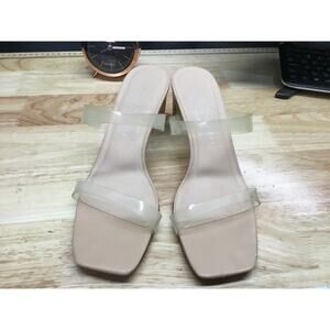 Chinese Laundry Yanti Women's 9 Clear Slip-On Block Heel Dress Slide Sandals